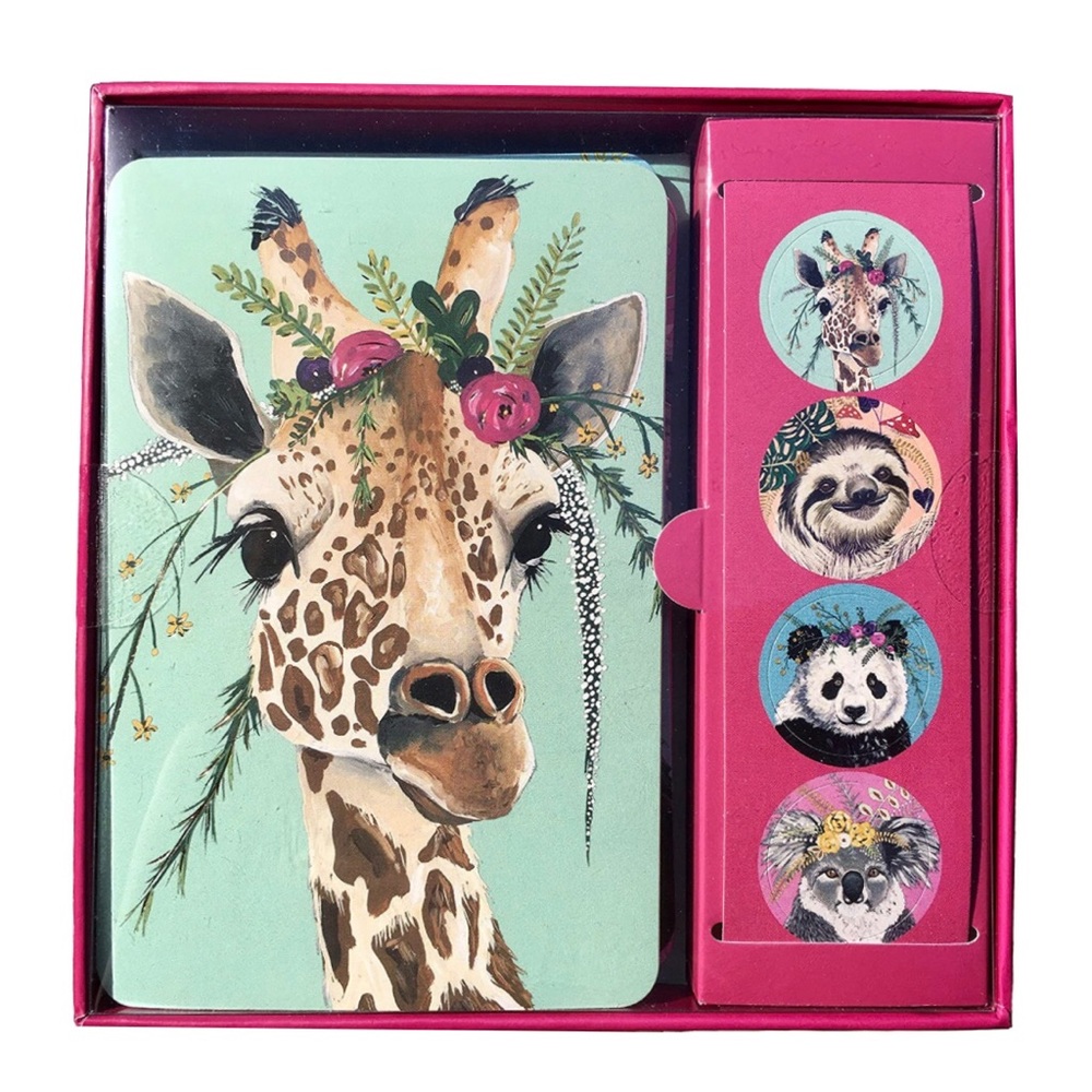 OCS Flower Crown Friends Window Boxed Note Cards with Stickers (NCS08), 12 ct
